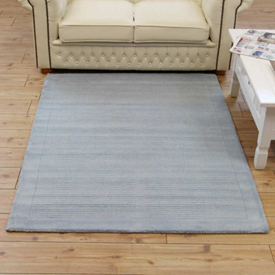 Teal Handmade Modern Plain Wool Easy To Clean Handmade Rug For Bedroom Dining Room Living Room -160Cm X 230Cm from B&Q