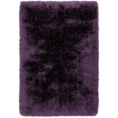 Purple Handmade Luxurious Modern Plain Shaggy Sparkle Easy To Clean Rug For Living RoomBedroom70Cm X 140Cm from B&Q