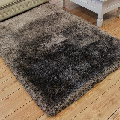 Grey Handmade Luxurious Modern Plain Shaggy Sparkle Easy To Clean Rug For Living RoomBedroom160Cm X 230Cm from B&Q