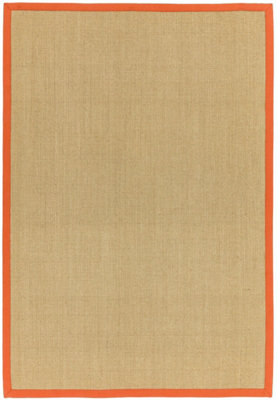 B&Q Bordered Plain Modern Easy To Clean Rug For Dining Room Bed Room And Living Room-240Cm X 340Cm Orange