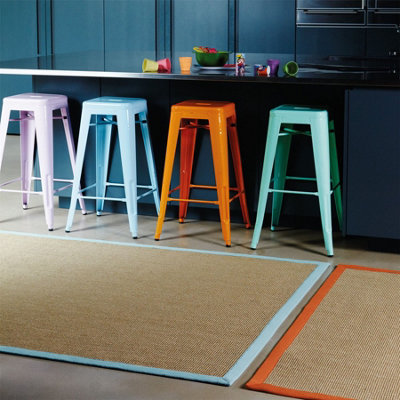  - Aqua Bordered Plain Modern Easy To Clean Rug For Dining Room Bed Room And Living Room-240Cm X 340Cm