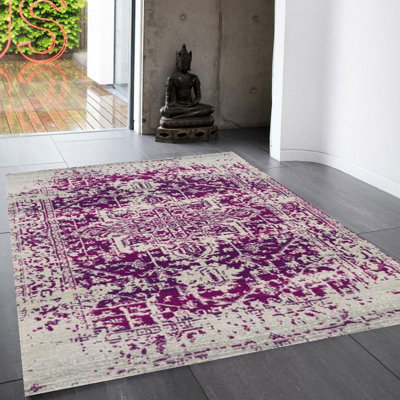 Red Floral Traditional Easy To Clean Rug For Dining Room-200Cm X 290Cm from B&Q