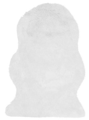  - White Sheepskin Plain Shaggy Easy To Clean Rug For Bedroom Dining Room And Living Room-70Cm X 140Cm (Rect)