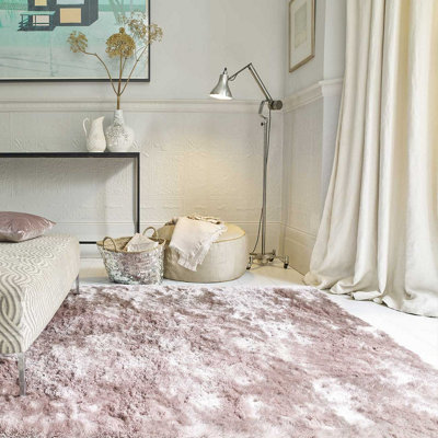  - Pink Shaggy Plain Modern Handmade Rug For Living Room And Bedroom-140Cm X 200Cm