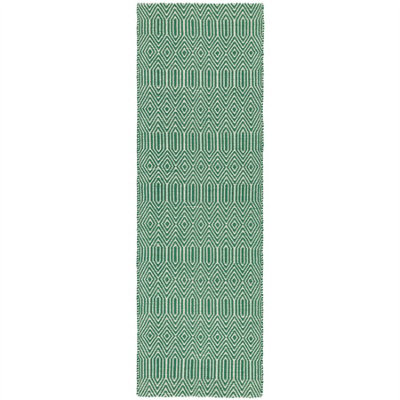 Green Wool Geometric Luxurious Modern Wool Handmade Rug For Living Room And Bedroom-66 X 200Cm (Runner) from B&Q
