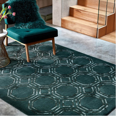 Wool Handmade Luxurious Modern Geometric Rug For Living Room And Bedroom-120Cm X 170Cm from B&Q