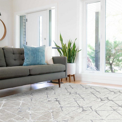 Lattice Geometric Modern Cotton Backing Rug For Living Room Bedroom And Dining Room-120Cm X 170Cm from B&Q