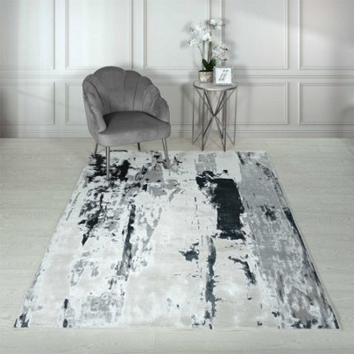 Grey Modern Easy To Clean Abstract Rug For Dining Room Bedroom And Living Room-200Cm X 290Cm from B&Q