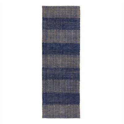 Navy Blue Geometric Graphics Modern Handmade Easy To Clean Rug For Bed Room Living Room And Dining Room-66 X 200Cm (Runner) from B&Q