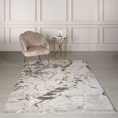 Strata Bronze Grey Champagne Modern Abstract Easy To Clean Rug For Living Room Bedroom And Dining Room-80Cm X 150Cm from B&Q