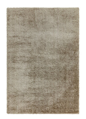 Mink Plain Luxurious Modern Shaggy Polyester Rug For Living Room And Bedroom-120Cm X 170Cm from B&Q