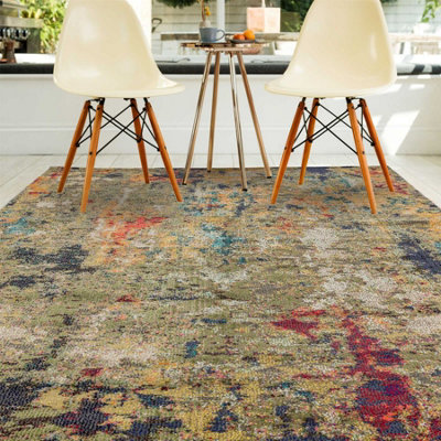 Multicolor Modern Easy To Clean Abstract Rug For Dining Room-120Cm X 170Cm from B&Q