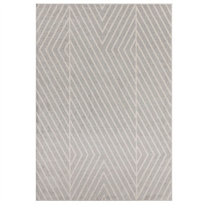 Grey Modern Striped Easy To Clean Rug For Diningroom-80Cm X 150Cm from B&Q