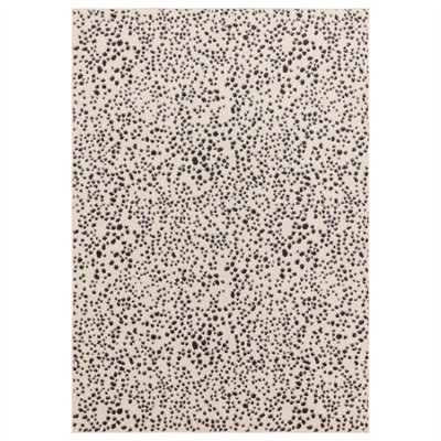 B&Q Black Modern Easy To Clean Dotted Rug For Diningroom-120Cm X 170Cm