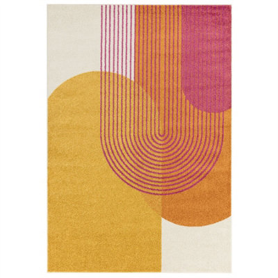 Orange Funky Modern Easy To Clean Abstract Rug For Dining Room -120Cm X 170Cm from B&Q