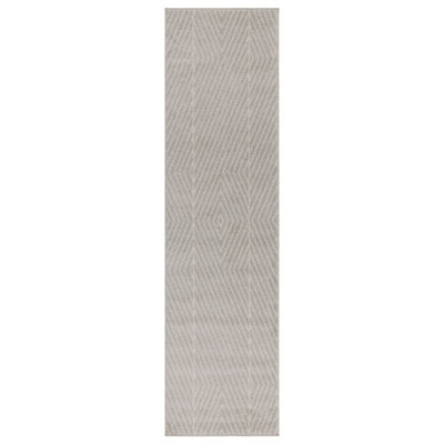 Grey Modern Striped Easy To Clean Rug For Diningroom-66 X 240Cm (Runner) from B&Q