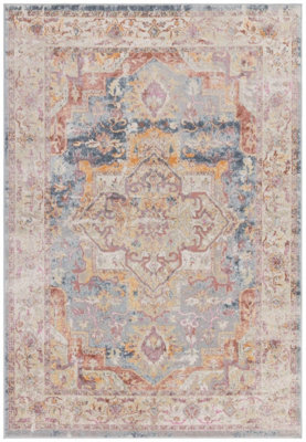 Traditional Persian Bordered Abstract Floral Easy To Clean Rug For Dining Room-120Cm X 170Cm from B&Q