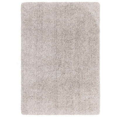 Silver Luxurious Modern Plain Shaggy Easy To Clean Rug For Living RoomBedroom160Cm X 230Cm from B&Q