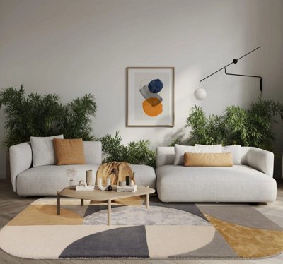Sunset Abstract Wool Luxurious Handmadmodern Easy To Clean Geometric Dining Room Bedroom And Living Room Rug -200Cm X 300Cm from B&Q