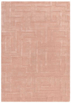 Handmade Modern Blush Abstract Wool Easy To Clean Rug For Living Room & Bedroom-120Cm X 170Cm from B&Q