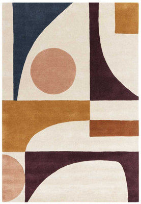 Modern Handmade Multi Abstract Wool Multicoloured Easy To Clean Rug For Living Room & Bedroom-120Cm X 170Cm from B&Q