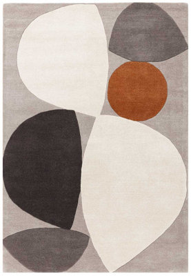 Grey Modern Handmade Geometric Wool Easy To Clean Rug For Living Room & Bedroom-200Cm X 290Cm from B&Q