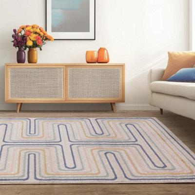 B&Q -  Viva Pulse Multi Colour Living Room Rug160X220Cm