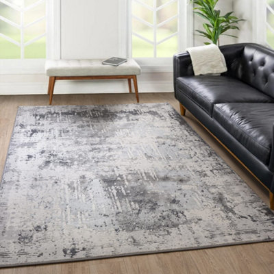 B&Q -  Ritz Luxe Shimmer Charcoal Living Room Rug120X160Cm