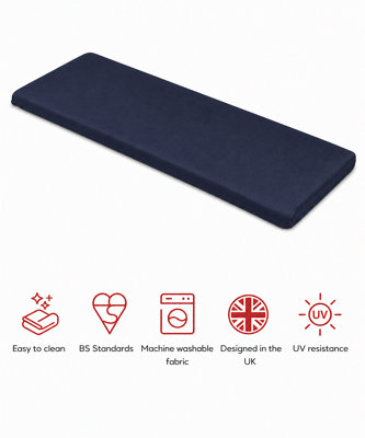 Glendale Garden & Leisure Sp 3 Seater Bench Pad Navy-Outdoor Bench Pad from B&Q