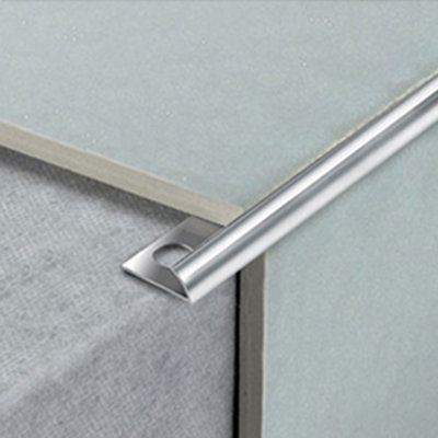 Draak 8mm Round Edge Aluminium Tile Trim 10 Lengths Chrome Effect 2.44 M (L) from B&Q