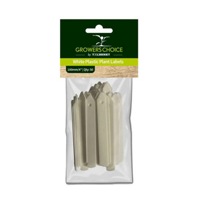 Growers Choice by Tildenet Growers Choice White Plastic Plant Labels 100mm 50Pk from B&Q