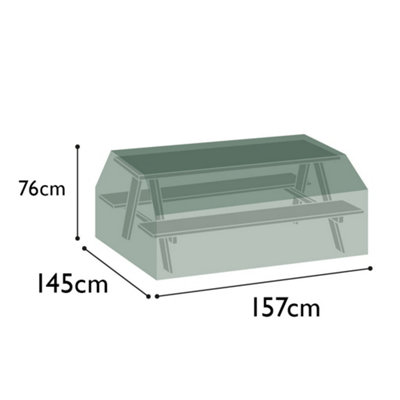 Bosmere Green All-Weather Picnic Table & Bench Cover Seat 157Cm X 145Cm X 76Cm All Weather Protection Year Guarantee Size 6