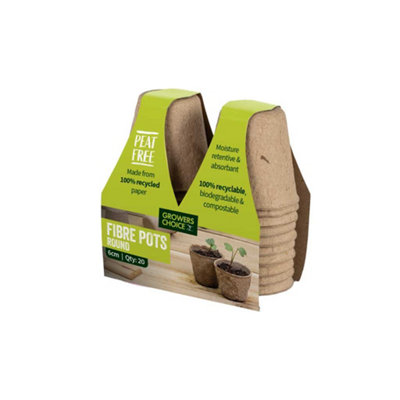 Growers Choice by Tildenet Growers Choice 2 X Packs 20 Peat Free Pots Plant Pots 6Cm Round from B&Q
