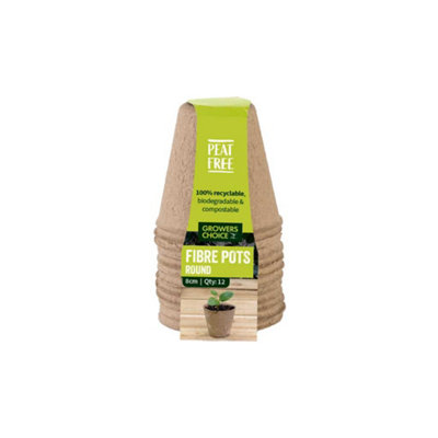 Growers Choice by Tildenet Growers Choice  Peat Free Round Fibre Pots 8Cm24 PackBiodegradable & Compostable from B&Q