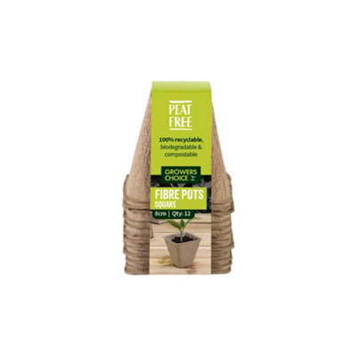 Growers Choice by Tildenet Growers Choice Peat Free Square Pots 8Cm2 X Packs Of 12 BiodegradableCompostable & Recyclable from B&Q