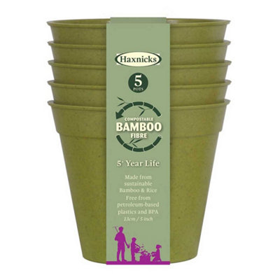 Haxnicks Bamboo Plant Pots Twin Pack 5In / 13Cm ( 2 X Pack 5)) Sustainable & Reusable from B&Q