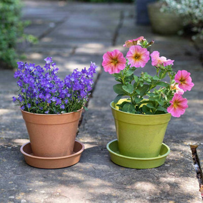 Haxnicks Bamboo Plant Saucer 4In / 10Cm Sage Green 2 X Packs Of 5 Sustainable And Reusable from B&Q