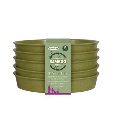 Haxnicks Bamboo Plant Saucer Sage Green 5In / 12.5Cm Sage Green  Sustainable And Reusable 2 X Packs Of 5 from B&Q