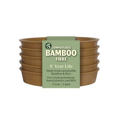 Haxnicks Bamboo Plant Saucer Twin Pack 3In / 7.5Cm Terracotta 10 Pack Sustainable And Reusable from B&Q