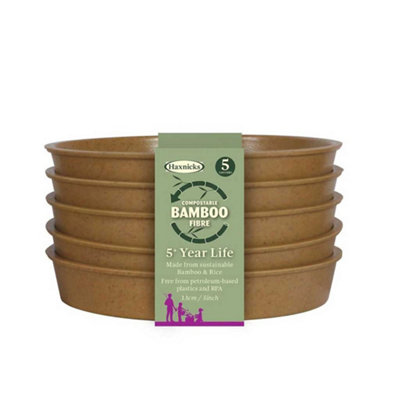 Haxnicks Bamboo Plant Saucer Twin Pack 5In / 12.5Cm Terracotta 10 Pack Sustainable And Reusable from B&Q