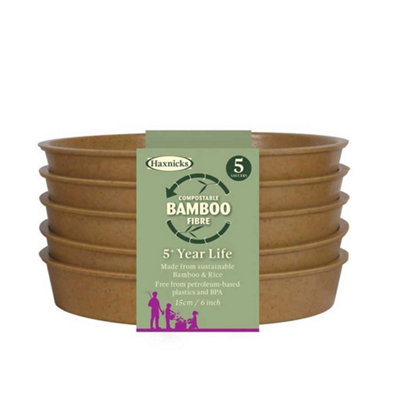 Haxnicks Bamboo Plant Saucer Twin Pack 6In / 15Cm Terracotta 10 Pack Sustainable And Reusable from B&Q