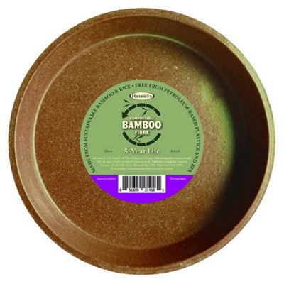 Haxnicks Bamboo Plant Saucer Twin Pack 8In / 20Cm Terracotta 10 Pack Sustainable And Reusable from B&Q