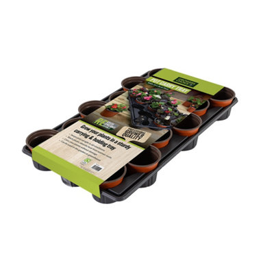 Growers Choice by Tildenet Growers Choice Pot Carry Tray With 18 X 9Cm Pots DurableReusable Plastic Tray For Seedlings & Cuttings from B&Q