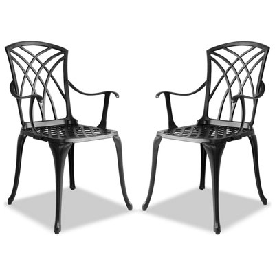Centurion Supports Oshowa 2-Large Garden And Patio Bistro Chairs With Armrests In Cast Aluminium Black from B&Q