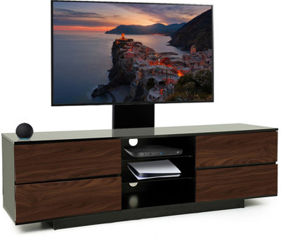 B&Q -  Avitus Gloss Black With 4-Walnut Drawers For Up To 65" Led/lcd/plasma Tv Stand With Mounting Arm