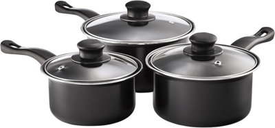  - 3Pcs Non Stick Cookware Induction With Lids Saucepan Set P120