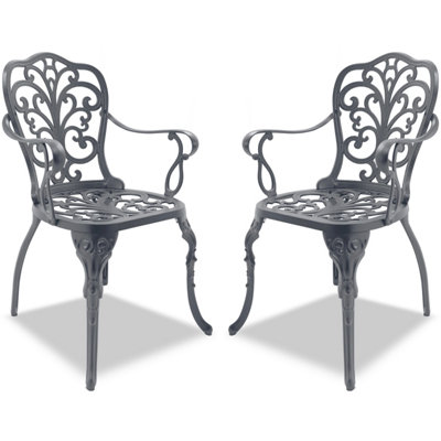 Centurion Supports Bangui Grey 2-Large Garden And Patio Chairs With Armrests In Cast Aluminium from B&Q