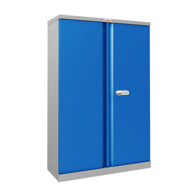 Phoenix Safe Company Phoenix Scl Series Scl1491Gbe 2 Door 3 Shelf Steel Storage Cupboard Grey Body & Blue Doors With Electronic Lock from B&Q
