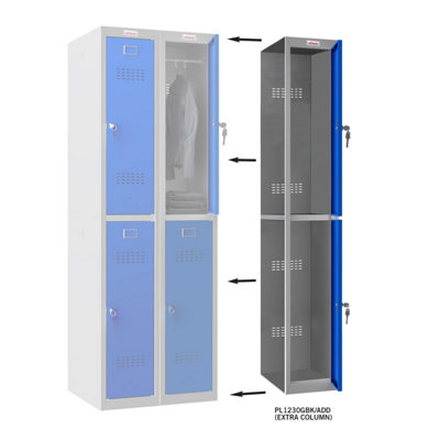 Phoenix Safe Company Phoenix Pl Series Pl1230Gbk/add 1 Column 2 Door Add On Locker Grey Body/blue Doors With Key Locks from B&Q