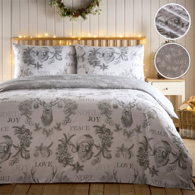 B&Q -  Santa Joy Silver Duvet Cover Set